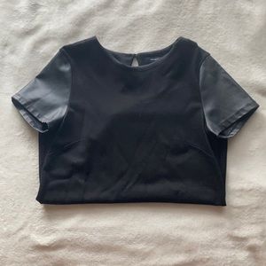 French Connection faux leather short sleeve top